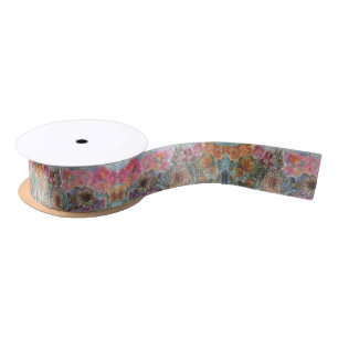 Boho Chic Flower Garden Aquarellbilder Satinband