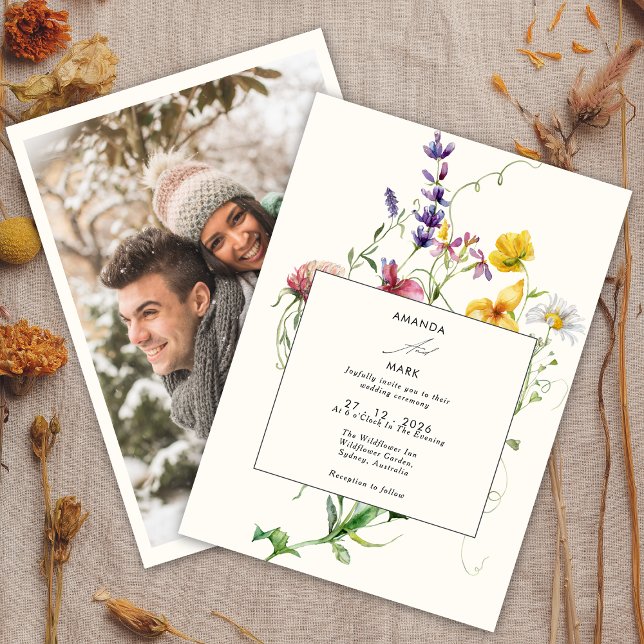 Boho-Chic-Frühlings-Wildblumen-Hochzeit Einladung (Von Creator hochgeladen)