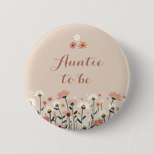 Boho Chic Gänseblümchen Blumen Baby Shower Tante w Button
