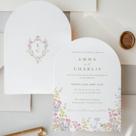 Boho-Chic-Garten-Wildblumen-Hochzeit im Frühling o Einladung