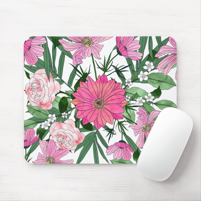 Boho-Chic-Gartendesign mit Blumen Mousepad (Mit Mouse)