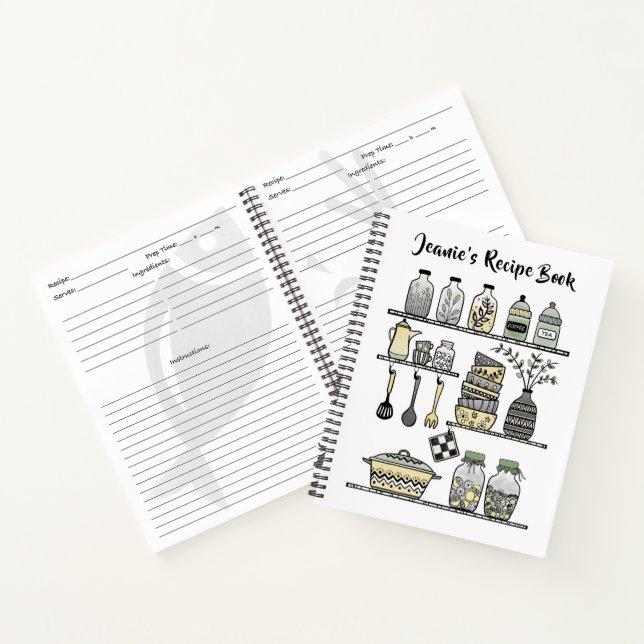 Boho-chic gelbe Küchendekoration Rezept Buch (Innenseite)