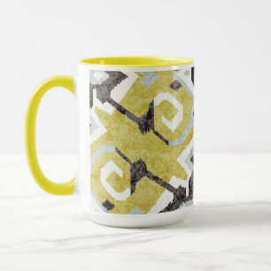 Boho-chic gelbes Ikat-Stammesmuster-Monogramm Tasse