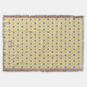 Boho-chic gelbes Ikat-Tribalmuster-Monogramm Decke