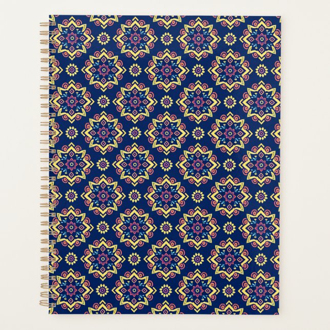Boho Chic Geometric Floral Pattern Planer (Vorderseite)