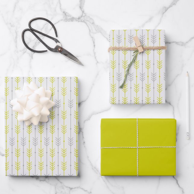 Boho Chic Geometric Lemon Limon Arrow Shapes Geschenkpapier Set (Vorderseite)