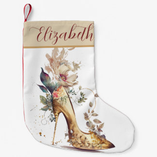 Boho Chic Gold High Heel Shoe Personalisiert Kleiner Weihnachtsstrumpf