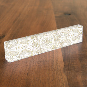 Boho Chic Gold Mandala Design Namensplakette
