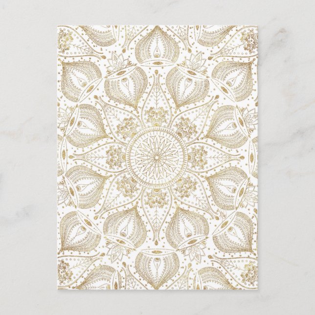 Boho Chic Gold Mandala Design Postkarte (Vorderseite)