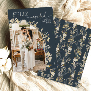 Boho Chic Gold Photo Feliz Navidad Cartes