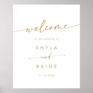 Boho Chic Gold und Weiß DIY Hochzeits-Willkommenss Poster