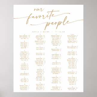 Boho Chic Gold und Weiß Druckbare Sitzordnung Poster