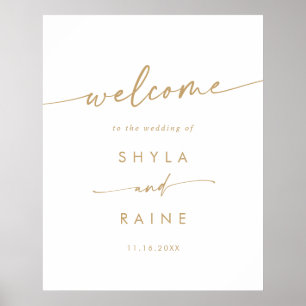 Boho Chic Gold und White DIY Wedding Willkommensze Poster