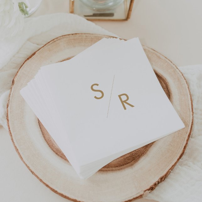 Boho Chic Gold und White Mit Monogramm Napkins Serviette (Von Creator hochgeladen)
