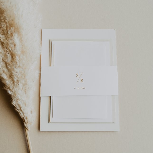 Boho Chic Gold und White Monogram Wedding Einladungsbanderole (Von Creator hochgeladen)