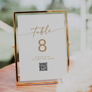 Boho Chic Gold und White QR Code Tischnummern