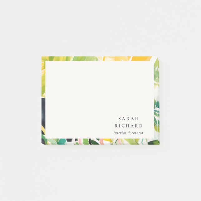Boho Chic Green Tropical Leafy Foliage Botanical Post-it Klebezettel (Vorderseite)
