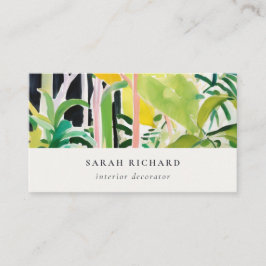 Boho Chic Green Tropical Leafy Foliage Botanical Visitenkarte