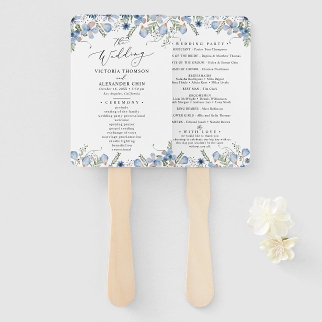 Boho Chic Greenerity Wedding Program Hand Fan Fächer (Vorne und Hinten)