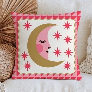 Boho Chic Halbmond Retro Ästhetik Himmelskörper Kissen