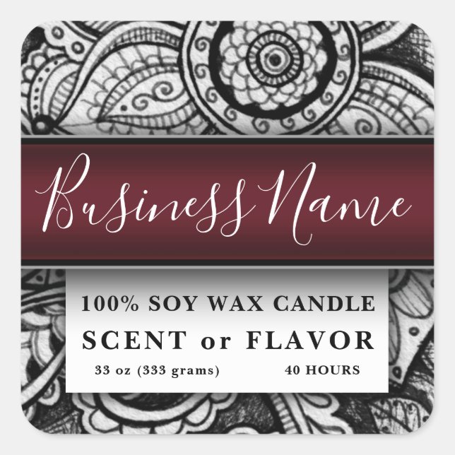 Boho Chic hausgemachte Bakery Kitchen Candle Quadratischer Aufkleber (Vorderseite)