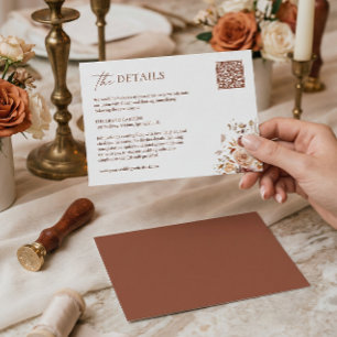 Boho Chic Herbst Hochzeitdetails Begleitkarte