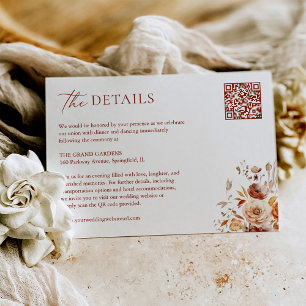Boho Chic Herbst Hochzeitdetails Begleitkarte