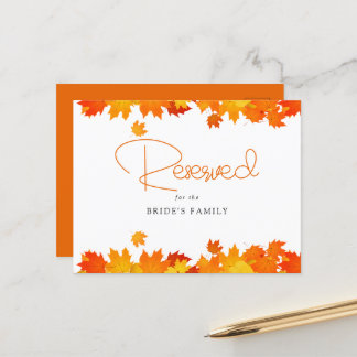 Boho Chic Hochzeit im Herbst Reservierte Karte