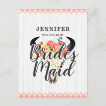 Boho Chic Kuh Skull werden Sie meine Bridesmaid