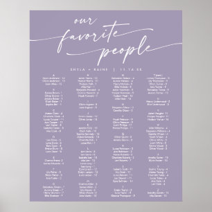 Boho Chic Lavendel Lila Druckbare Sitzordnung Poster