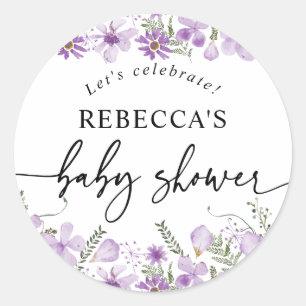 Boho Chic Lavender Baby Dusche Runder Umschlag Auf Runder Aufkleber