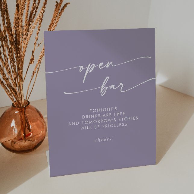 Boho Chic Lavender Lila Open Bar Wedding Sockelschild (Boho Chic Lavender Purple Open Bar Wedding Pedestal Sign)