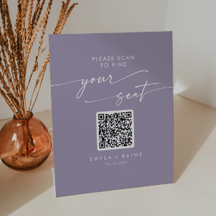Boho Chic Lavender Lila Seekarte QR-Code Sockelschild