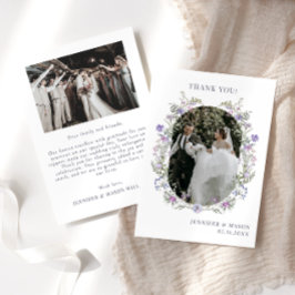 Boho chic lila Blume arch Wedding Foto Dankeskarte