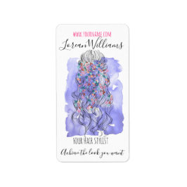 Boho Chic Lila Bridge Friseur Wasserfarben Adressaufkleber