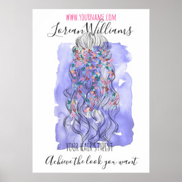 Boho Chic Lila Bridge Friseur Wasserfarben Poster