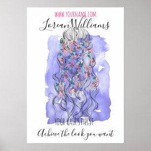 Boho Chic Lila Bridge Friseur Wasserfarben Poster