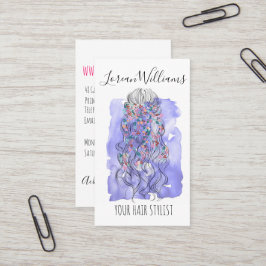 Boho Chic Lila Bridge Friseur Wasserfarben Visitenkarte