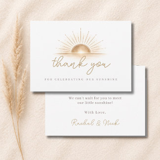 Boho Chic Little Sunshine Neutrale Babyparty Dankeskarte