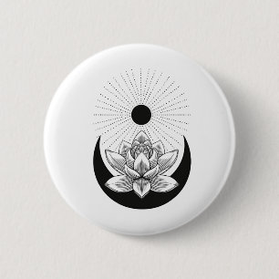 Boho-chic Lotus Sonne und Mond - Weibliche Macht - Button