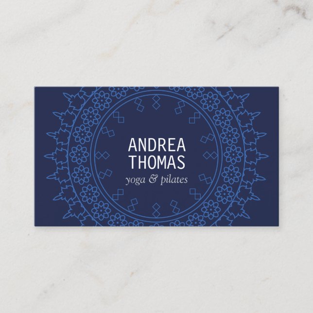 Boho Chic Mandala Blue/Blue Visitenkarte (Vorderseite)