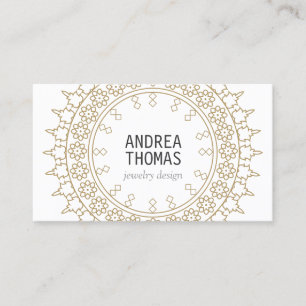 Boho Chic Mandala Imitats Gold/Weiß Visitenkarte