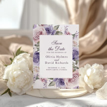 Boho Chic Mauve und Lilac Rose Save the Date Card