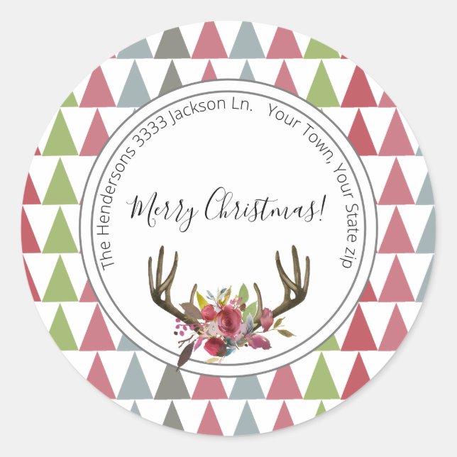 Boho Chic Merry Christmas Umschlag Aufkleber (Vorderseite)