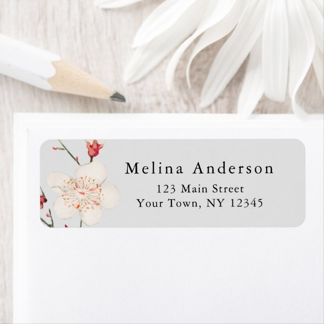 Boho Chic Minimal Cherry Blossom Rücksendeadresse (Insitu)