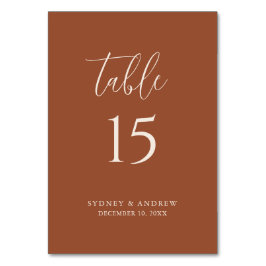 Boho Chic Minimalistisch Terracotta Wedding Tischnummer
