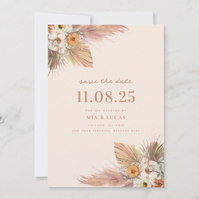 Boho Chic Minimalistisch Wedding speichern das Dat Save The Date (Vorderseite)
