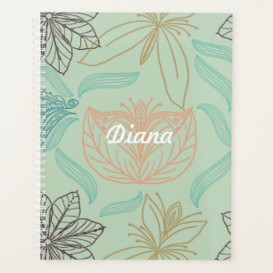 Boho-Chic Mint Floral Blossom Motif