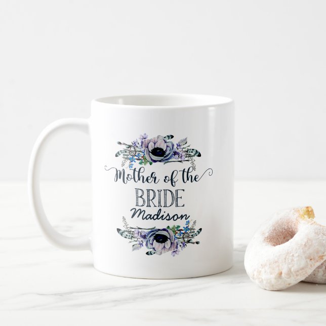 Boho Chic Mint & Navy Blumenmutter der Braut Kaffeetasse (Mit Donut)