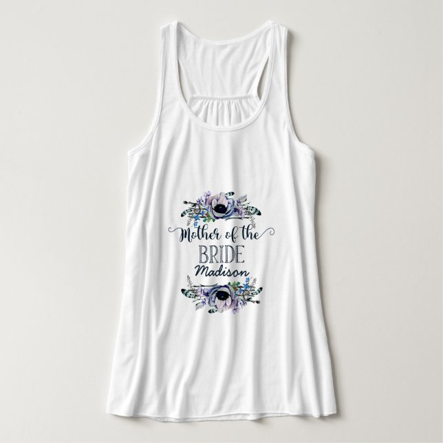 Boho Chic Mint & Navy Blumenmutter der Braut Tank Top (Design Vorderseite)
